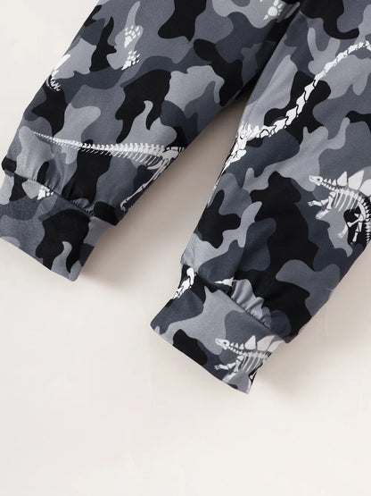Baby and Toddler Girls Striped Hooded Bodysuit and Camouflage Pants Set