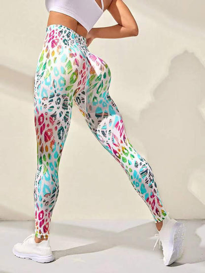 Seamless Peach Tie-Dye High Waist Yoga Pants for Women