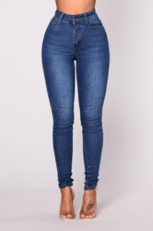 Light Blue High Waist Stretch Denim Skinny Jeans for Women