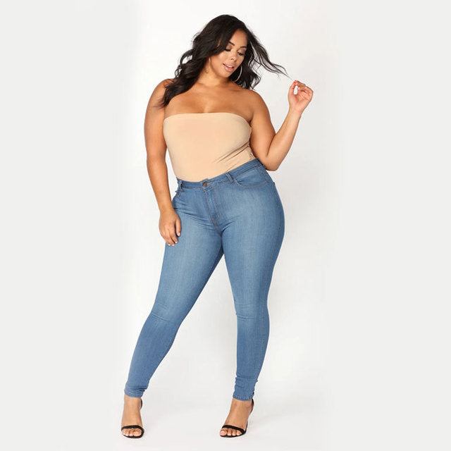 High Waist Skinny Denim Jeans - Casual Stretch Pants
