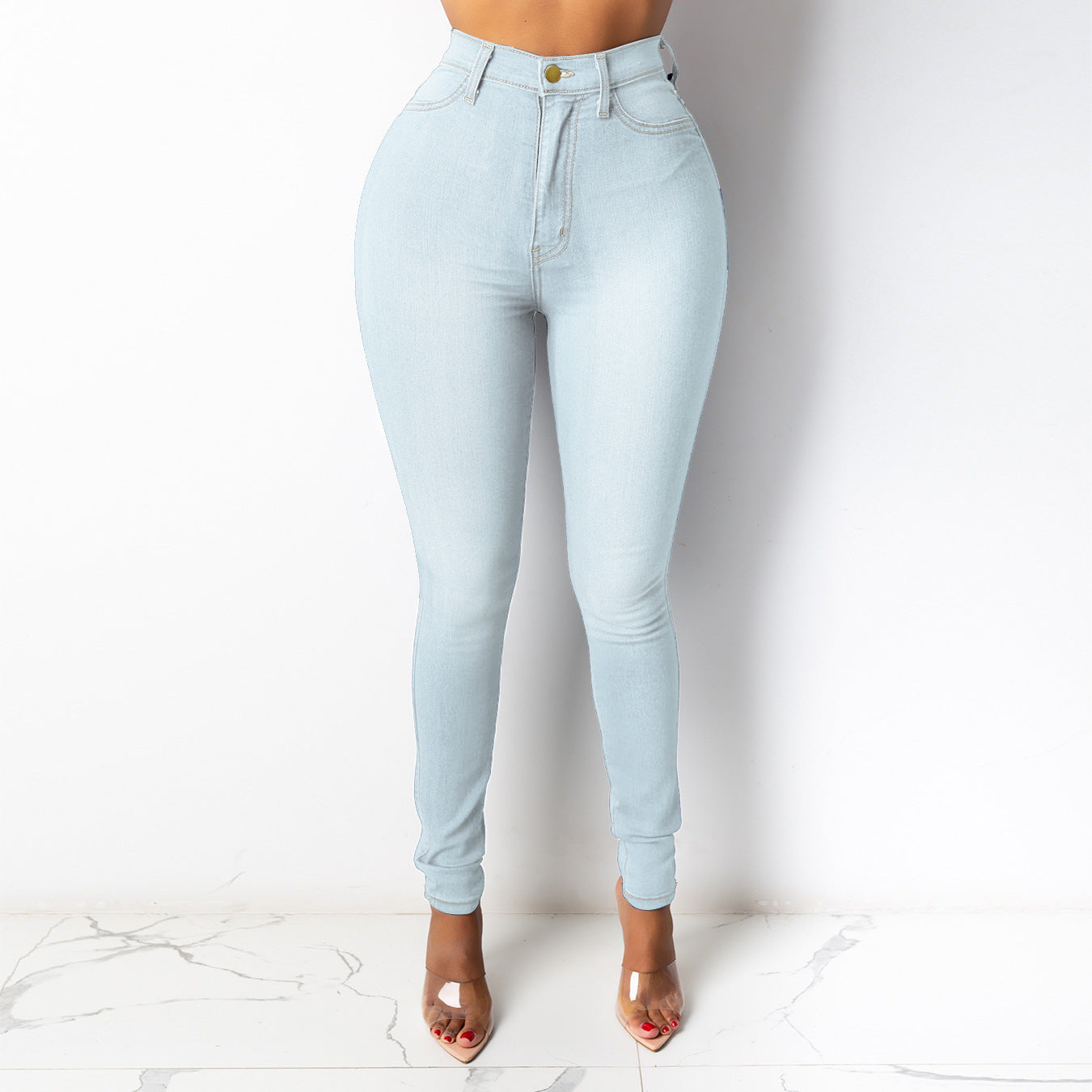 Women's Black High Waist Skinny Jeans with Pockets