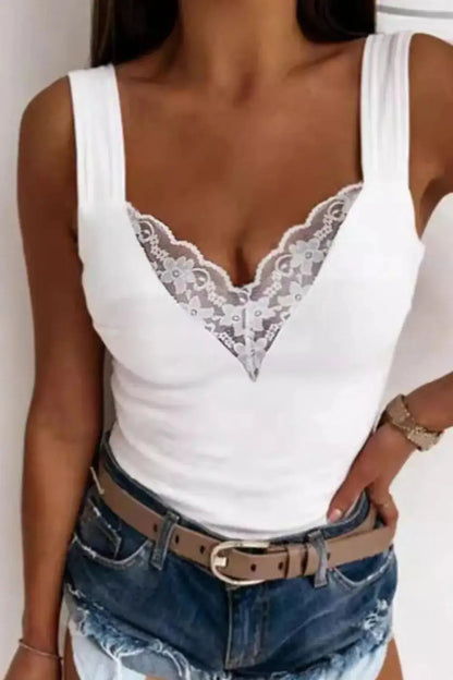 Full Size Lace Detail V-Neck Tank Top Plus Size