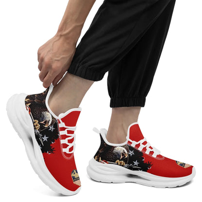 Personalized USA Flag Print Sneakers, Custom Patriotic and Pride Walking Shoes, Unisex Sports Shoes