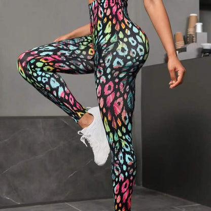 Seamless Peach Tie-Dye High Waist Yoga Pants for Women
