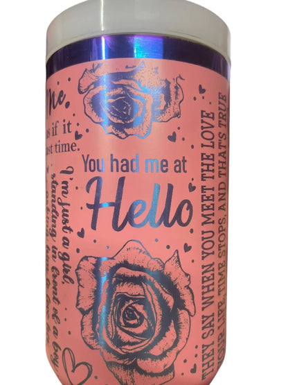 40oz Pink Floral Love Quote Tumbler with Handle