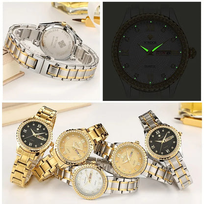 Universal WWOOR Diamond Women's Fashion Dress Gold Quartz Watch