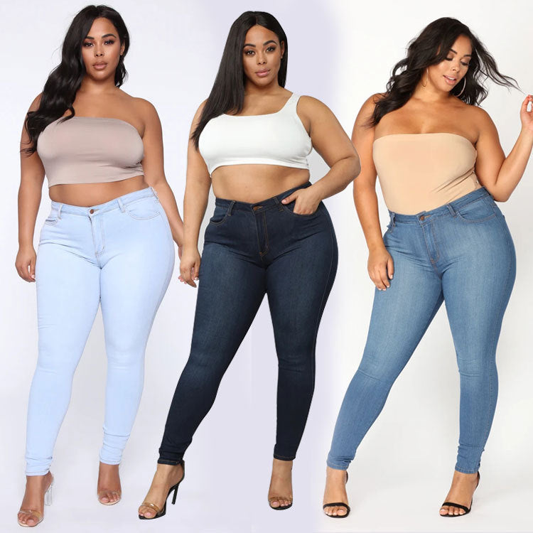 High Waist Skinny Denim Jeans - Casual Stretch Pants