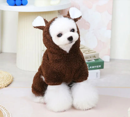 Bear-Themed Fluffy Four-Legged Dog Jacket