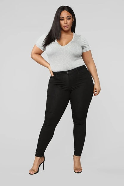 High Waist Skinny Denim Jeans - Casual Stretch Pants