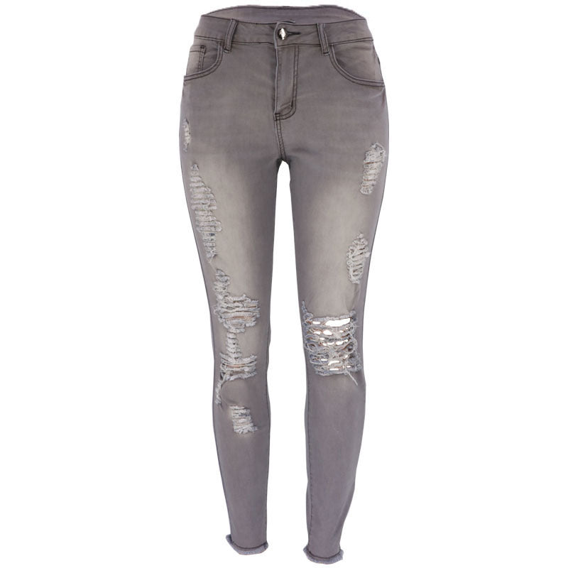 High Rise Distressed Capri Skinny Jeans for Women
