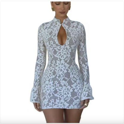 Women's Knitted Hollow-Out Split Dress