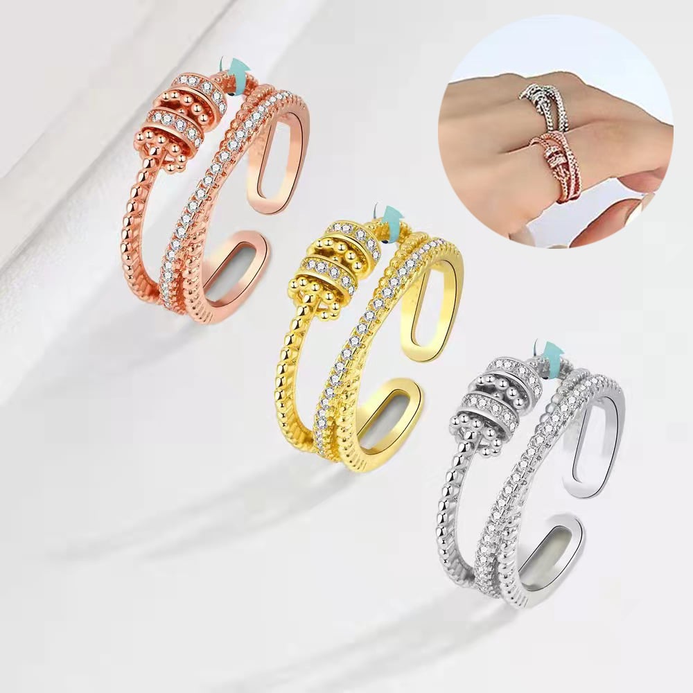 Turnable Anxiety Rings with Beads for Stress Relief