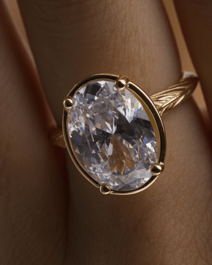 Sterling Silver Oval Cut CZ Cocktail Ring