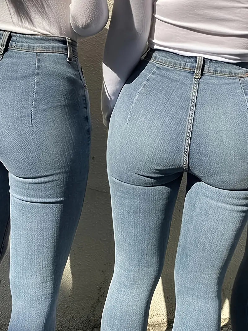 Light Blue High Rise Skinny Jeans for Women