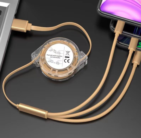 3-in-1 Retractable Charging Cable for Mobile Phones