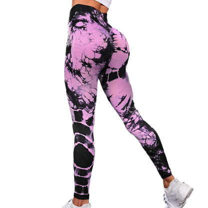 Tie-Dye High Waist Yoga Tights with Hip Lift