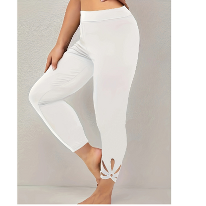 Plus Size High Rise Cut Out Capri Leggings for Women