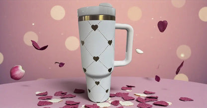 White & Gold Laser Engraved 40oz Tumbler