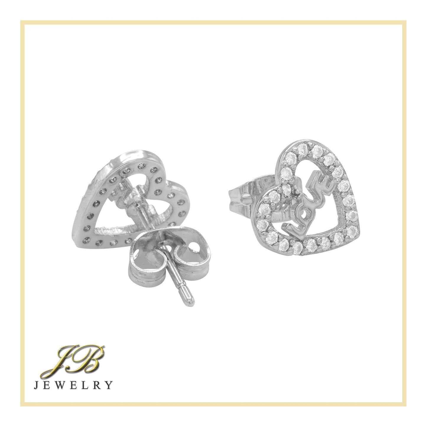 Heart 14 Cubic Zirconia Earrings 14K Gold Filled Silver Hip Hop Studs Jewelry Women