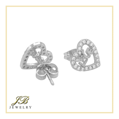 Heart 14 Cubic Zirconia Earrings 14K Gold Filled Silver Hip Hop Studs Jewelry Women