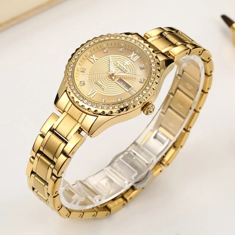 Universal WWOOR Diamond Women's Fashion Dress Gold Quartz Watch