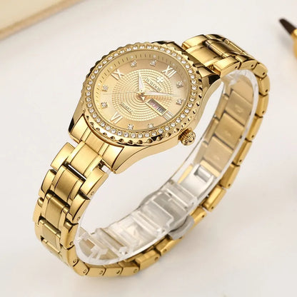 Universal WWOOR Diamond Women's Fashion Dress Gold Quartz Watch