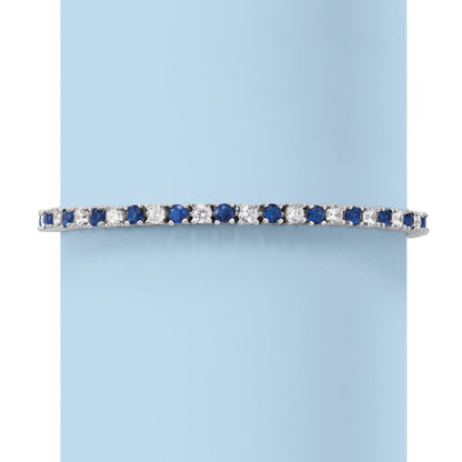 6ctw Created White & Blue Sapphire Tennis Bracelet in 14K Gold Overlay – 7.25”