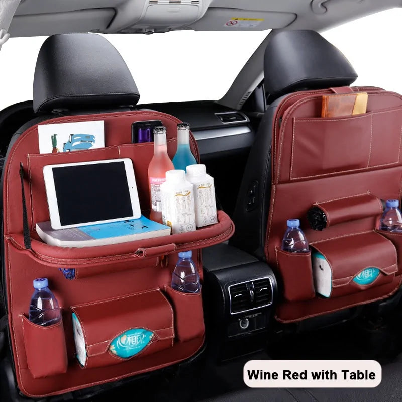 Car Seat Back Organizer with Foldable Table Tray