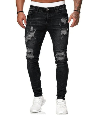 Men's Slim Fit Ripped Jeans - Casual Denim Trousers
