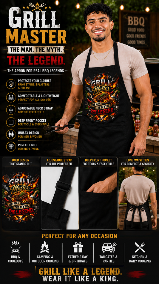 “Grill Master – The Man. The Myth. The Legend.” Apron