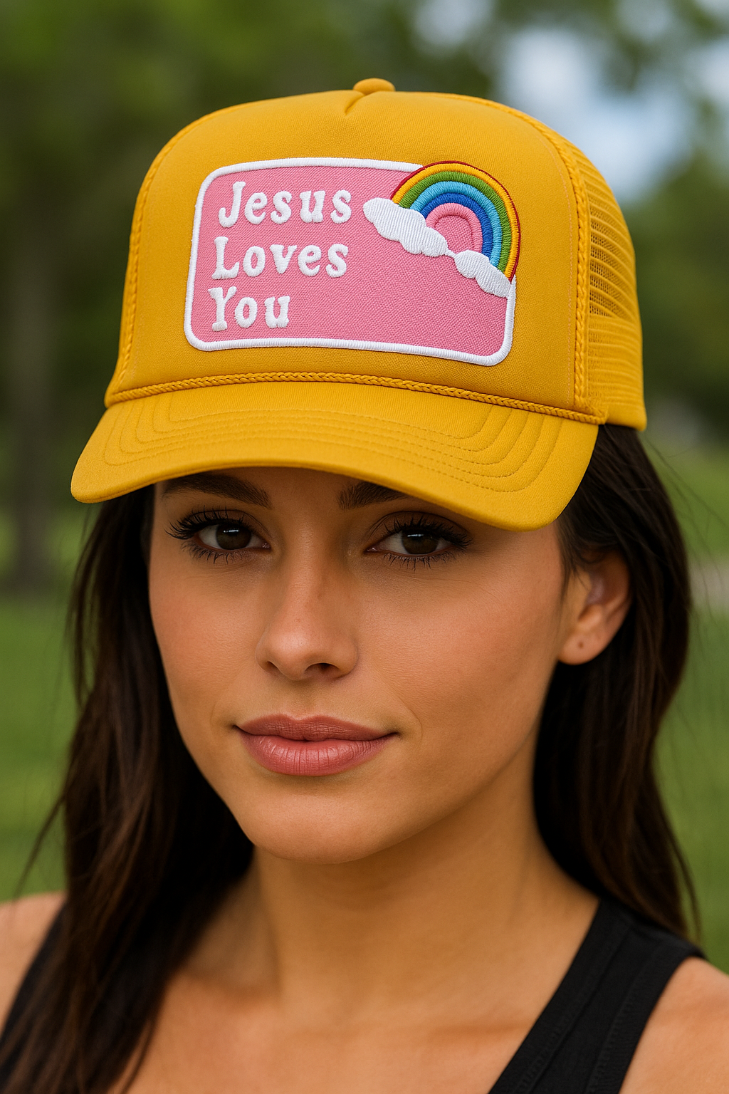 Jesus Loves You vintage trucker hat