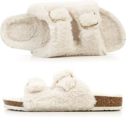 Adjustable Winter Fluffy Slides