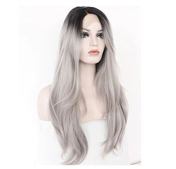 Lace Wig with Gray Hand-Crochet Design