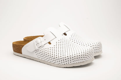 Bjorn by LEON- Men’s Leather Clogs – Breathable Perforated Slip-On Shoes with Cork Style Footbed
