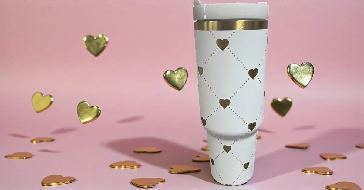 White & Gold Laser Engraved 40oz Tumbler