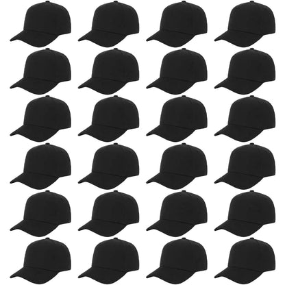Plain BasebaZHll Caps 24 PC Blank Baseball Caps Adjustable Back Strap Plain Baseball Cap for Trucker Men Women Wholesale Bulk Baseball Caps (US Alpha One Size Large Black)