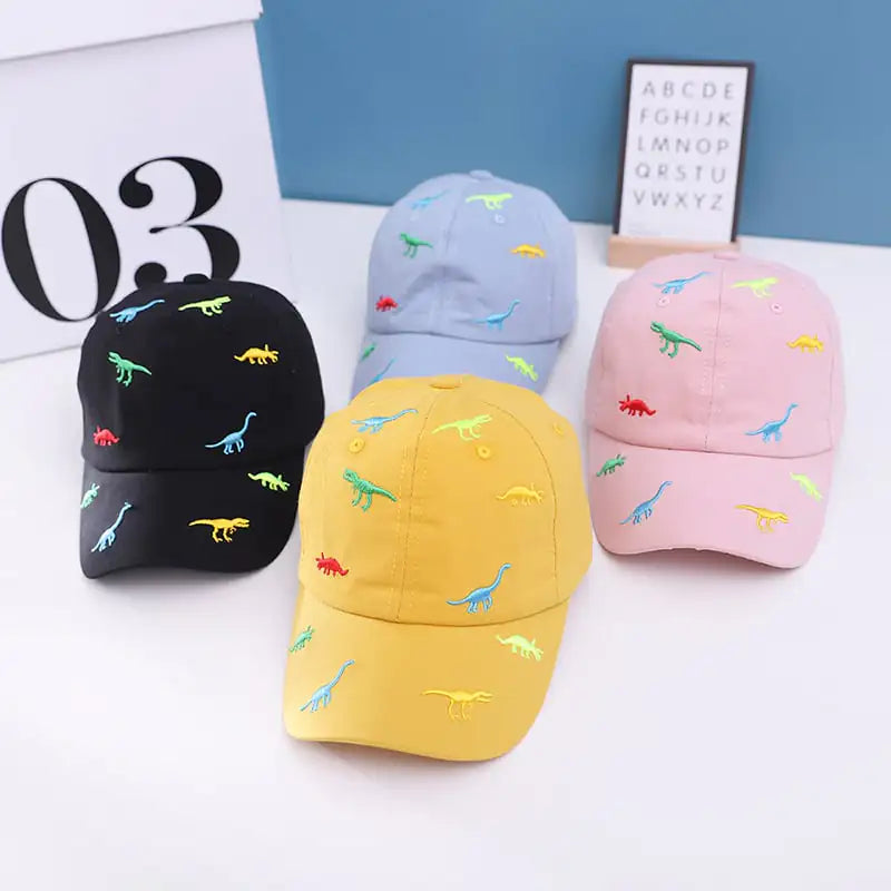 Colorful Children's Baseball Hats with Dinosaur Design