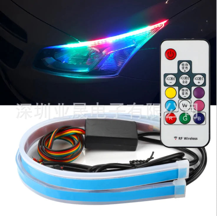 2 Pieces RGB Daytime Strip For Headlight