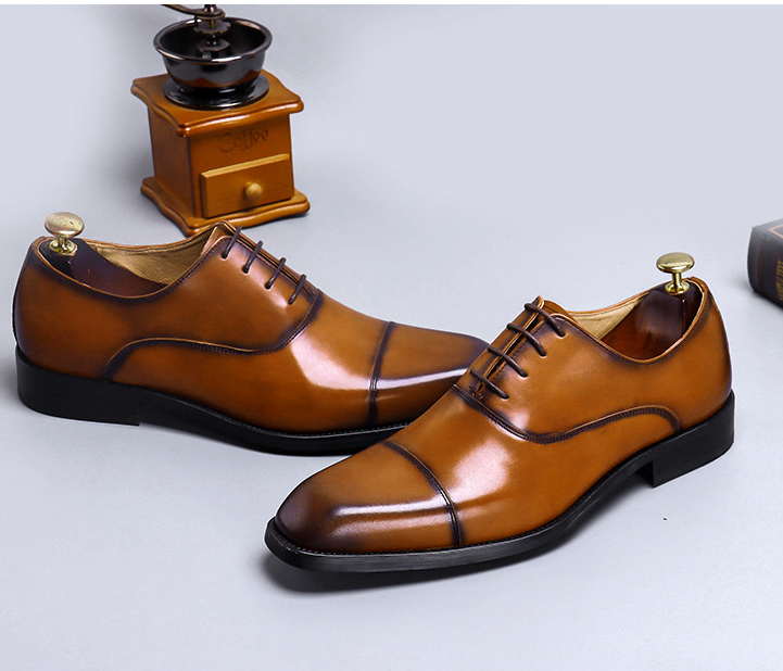 Cowhide Dress Shoes Business Men's