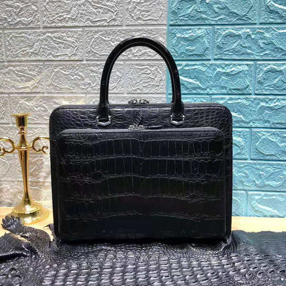 Crocodile Belly Black Handbag Men's