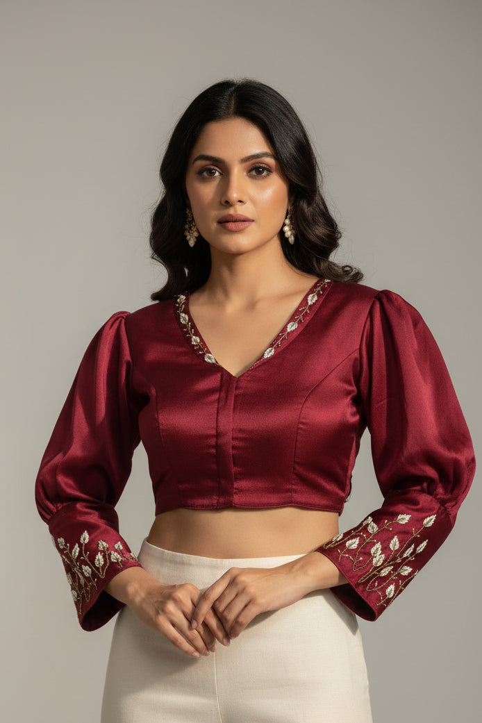 Silk blouse with long sleeves
