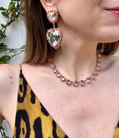 Isabella Pink Heart Earrings