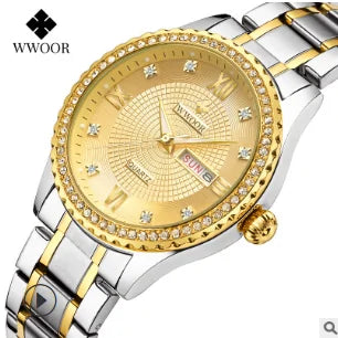 Universal WWOOR Diamond Women's Fashion Dress Gold Quartz Watch