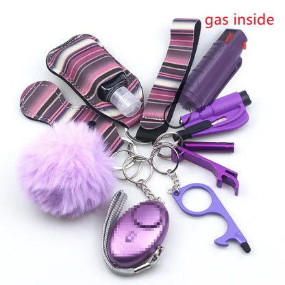 11pcs Self-Defence Keychain Set Multi-Function Keyring