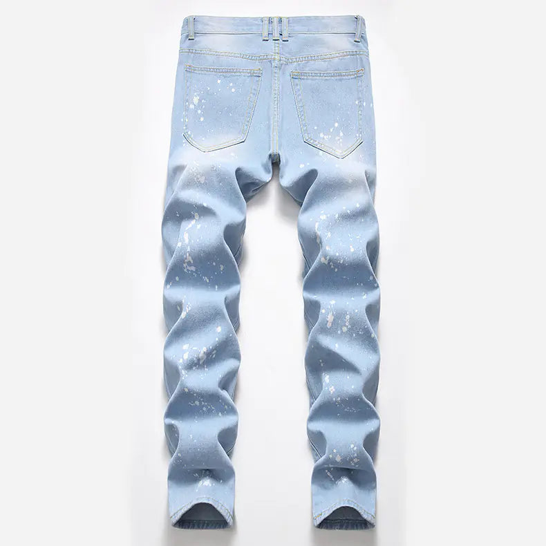 Men's Ripped Denim Jeans - Summer Casual Straight Fit