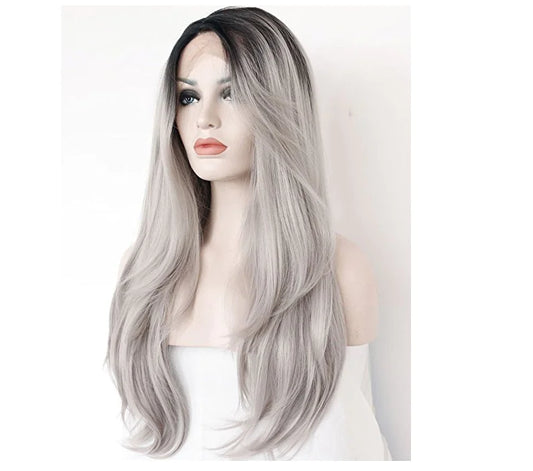 Lace Wig with Gray Hand-Crochet Design