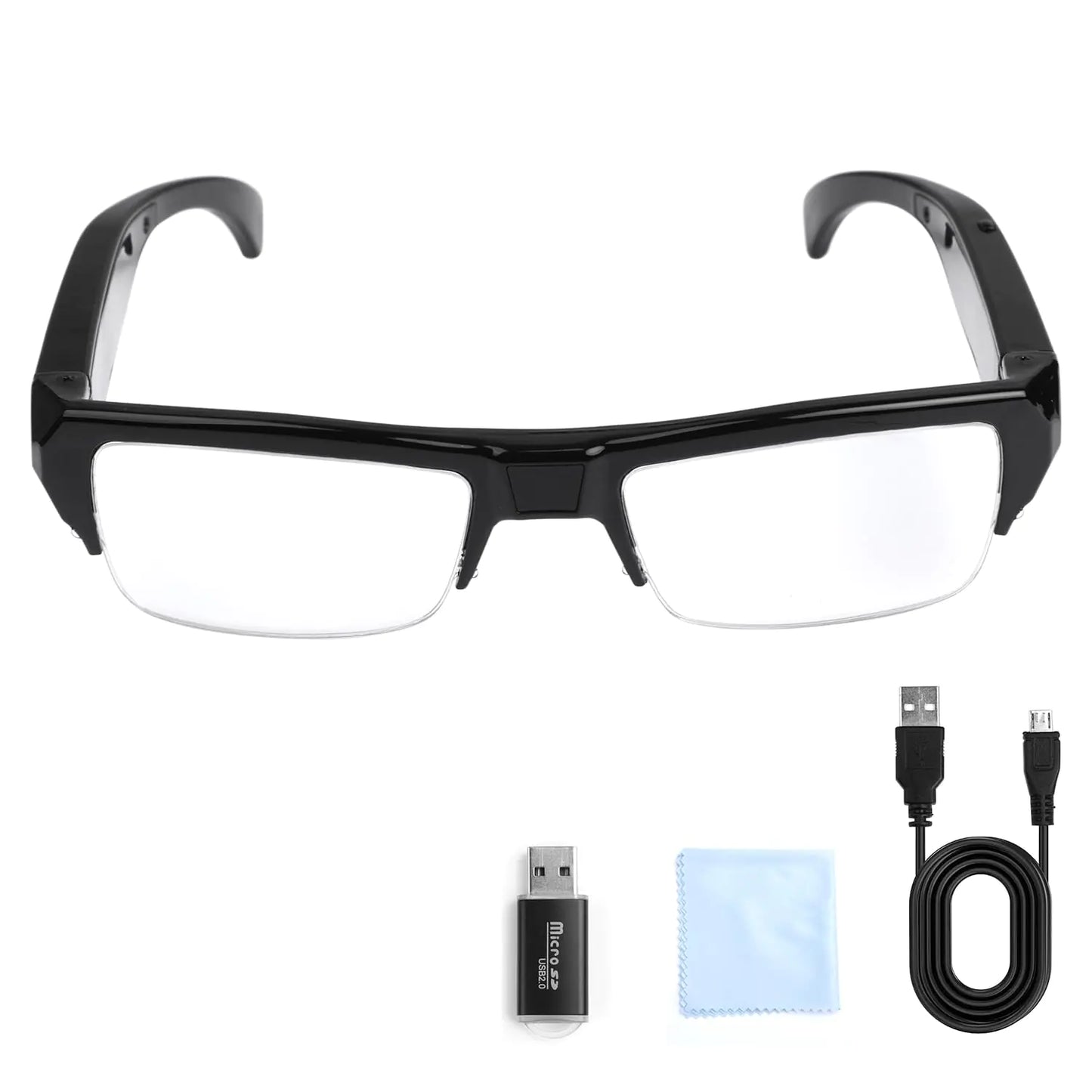 dahocamgo Glasses with 1080P HD Wearable Glasses，Portable Outdoor Sports Camera Eye Glasses for BikingHunting Hiking Shooting(Included 32G TF Card