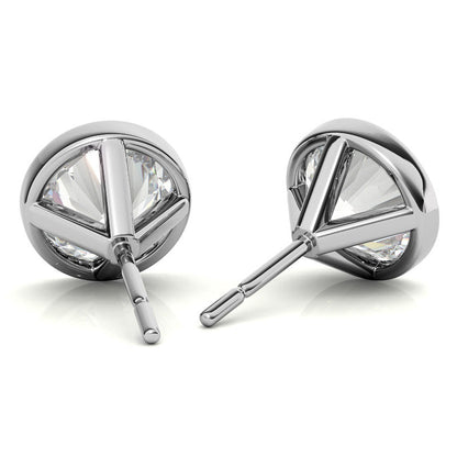 3.00 CTW Lab Grown Diamond Bezel Martini Stud Earrings in 14K White or Yellow Gold