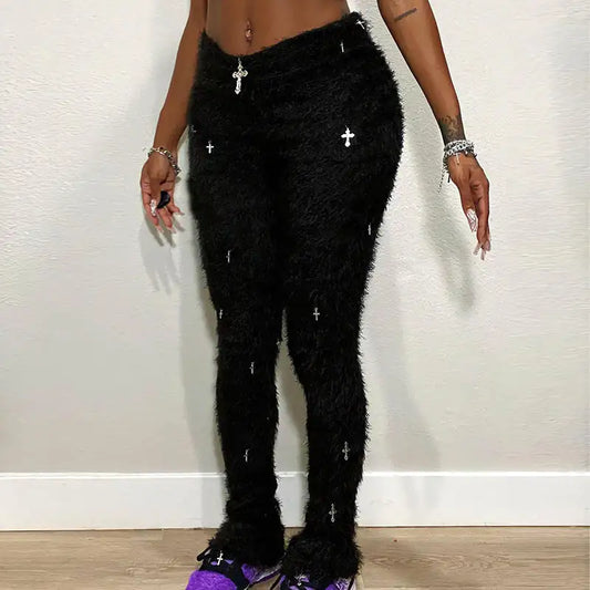 Universal Most Sacred Fuzzy Cross Charm Pants