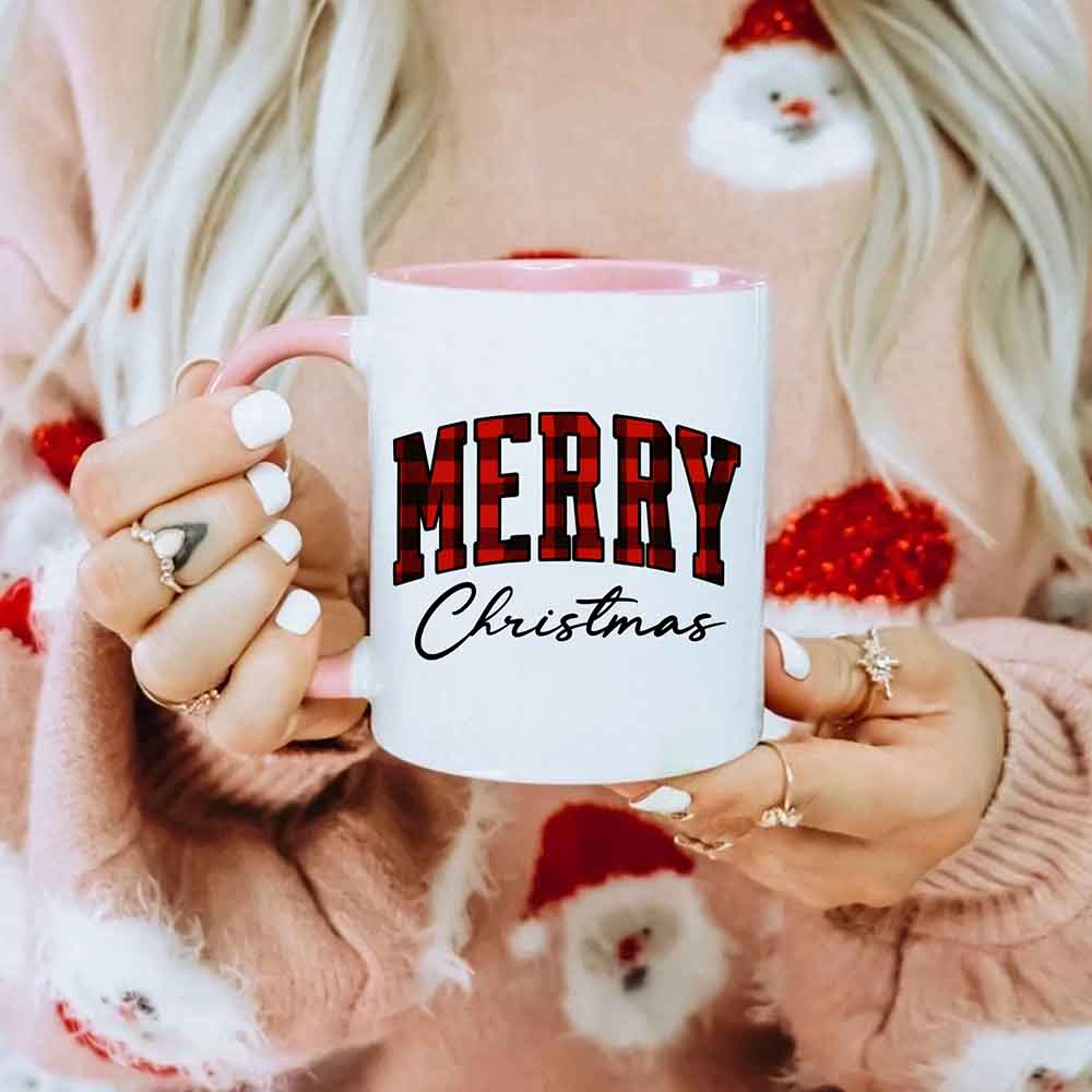Merry Christmas Matching Coffee Mug - Buffalo Plaid Cup